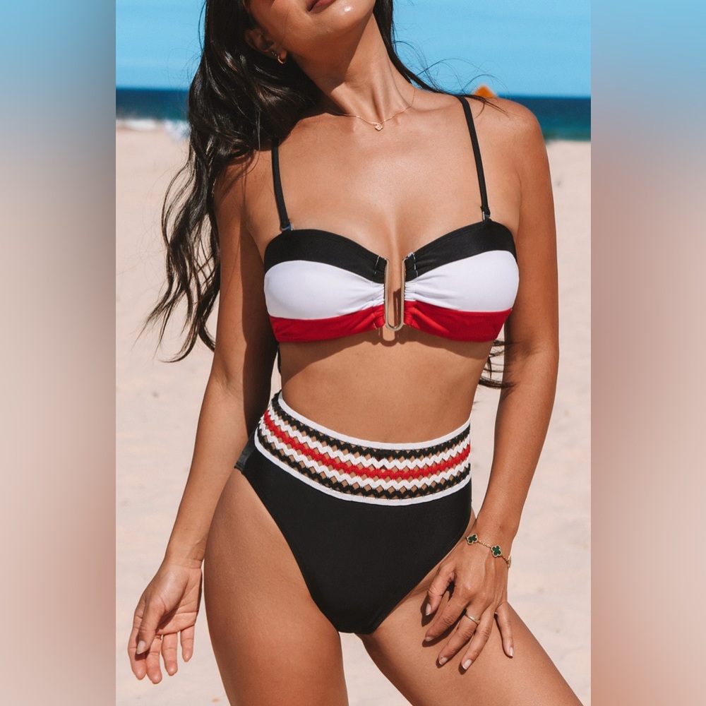 Stylish Black and Red Bikini Set - NWT